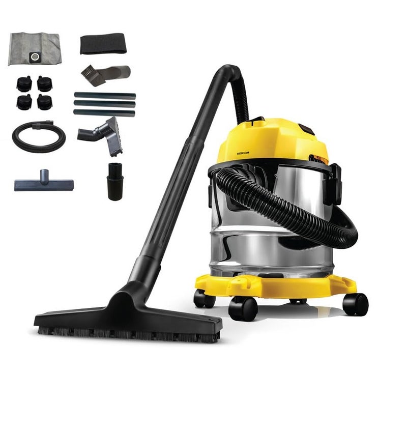GREEN LION Ultra 3 In 1 Vacuum Cleaner 1000W with Blower, 12L Dust Bag capacity, Wet & Dry Function, Powerful Suction, Swivel Caster Wheels, 3 Meter Cord Length, Multiple Nozzles, 1.5m Long Hose - Yellow - Image 1